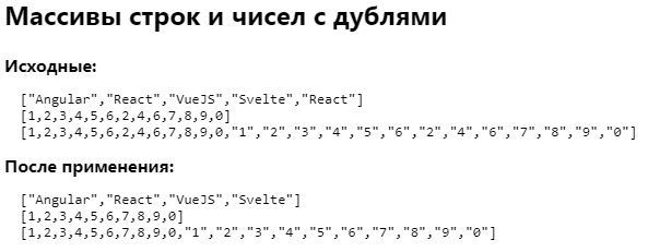 Способы устранения дублей в JavaScript-массивах | xhtml.ru